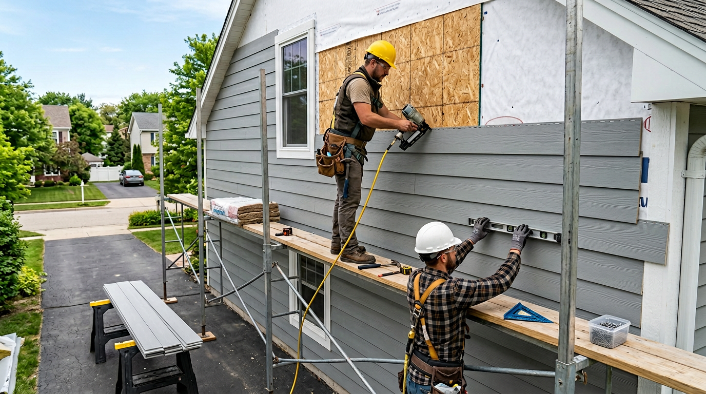 siding installers working on northern virginia home exterior