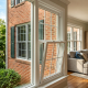 Energy-efficient double-hung replacement windows on a Northern Virginia brick colonial home