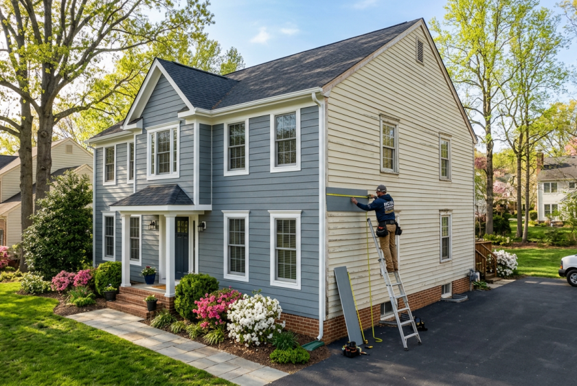 James Hardie fiber cement siding being installed on a Northern Virginia home