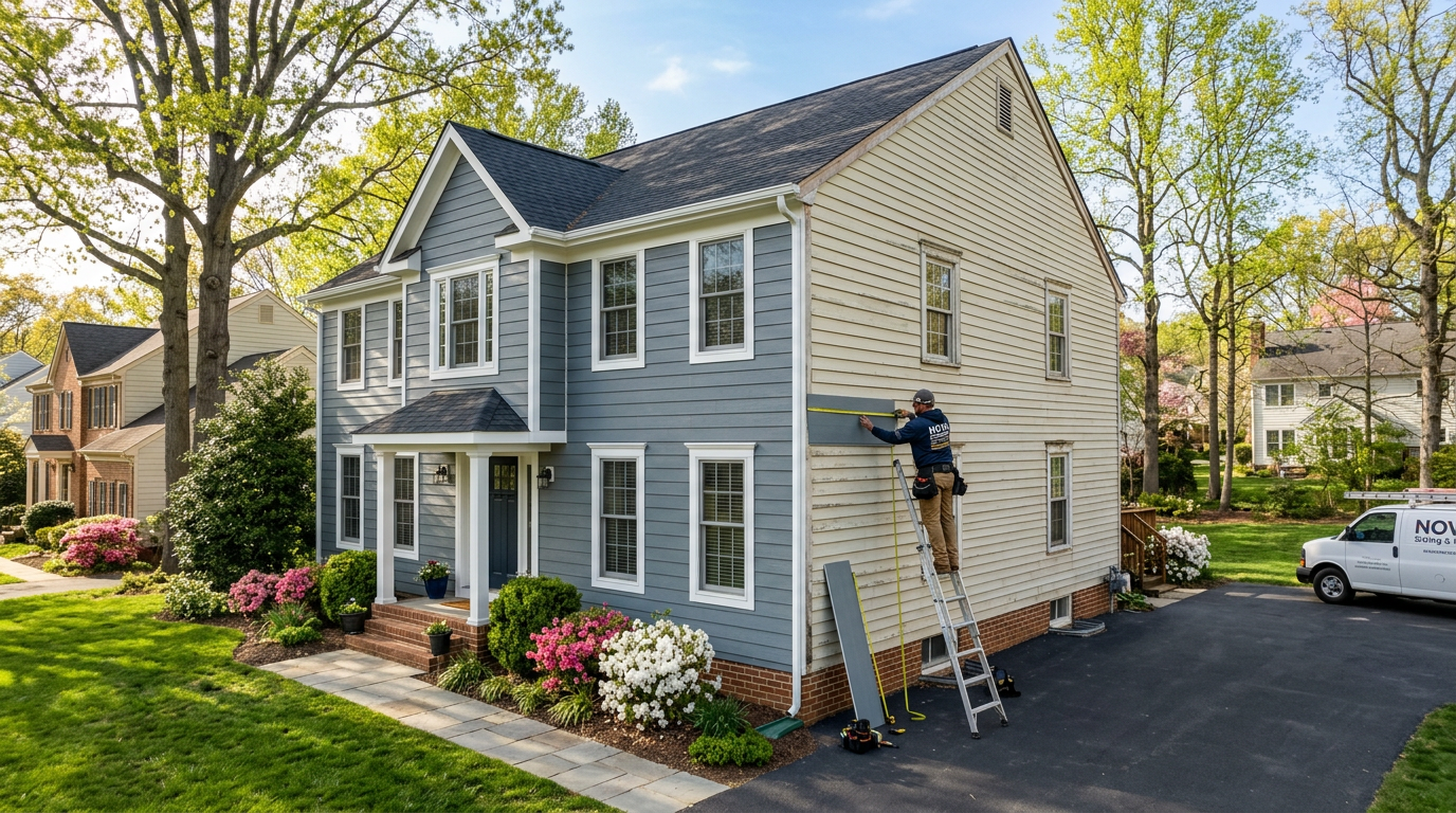 James Hardie fiber cement siding being installed on a Northern Virginia home