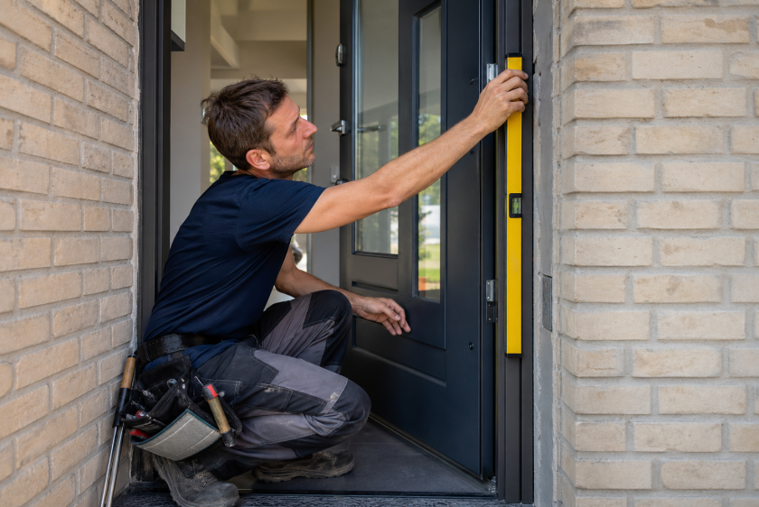 Professional entry door installation on a Northern Virginia home