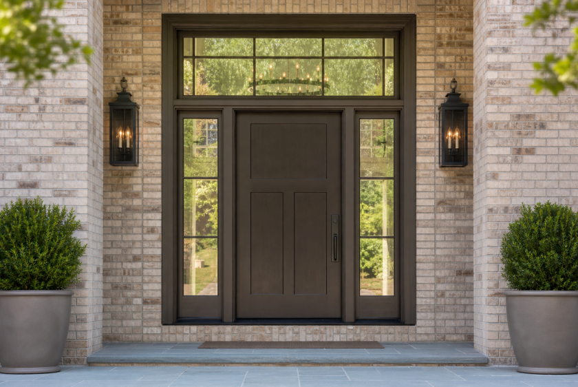 Entry door with glass sidelights adds to entry door replacement cost in Northern Virginia