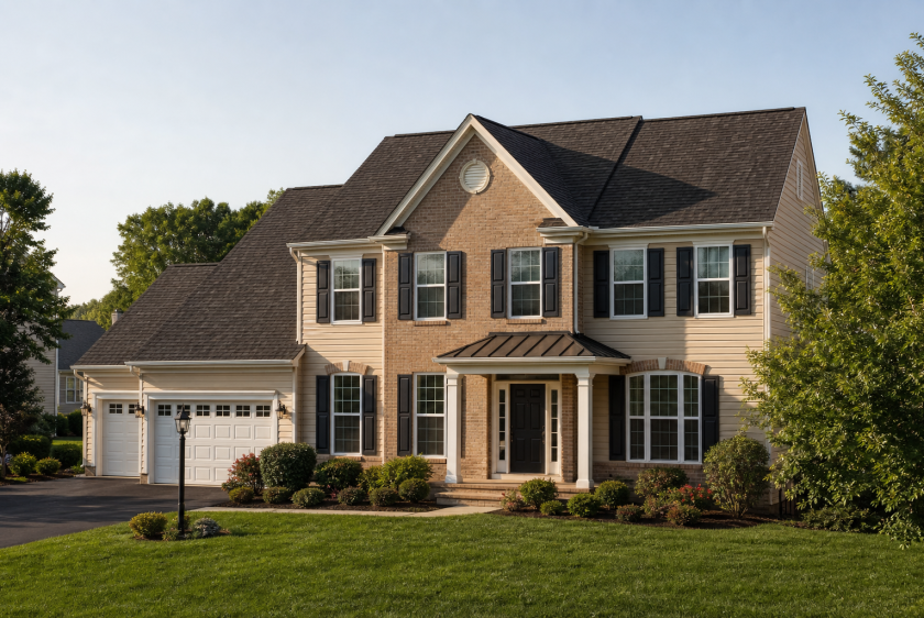 Roof shingle colors on a Northern Virginia home with GAF Timberline architectural shingles