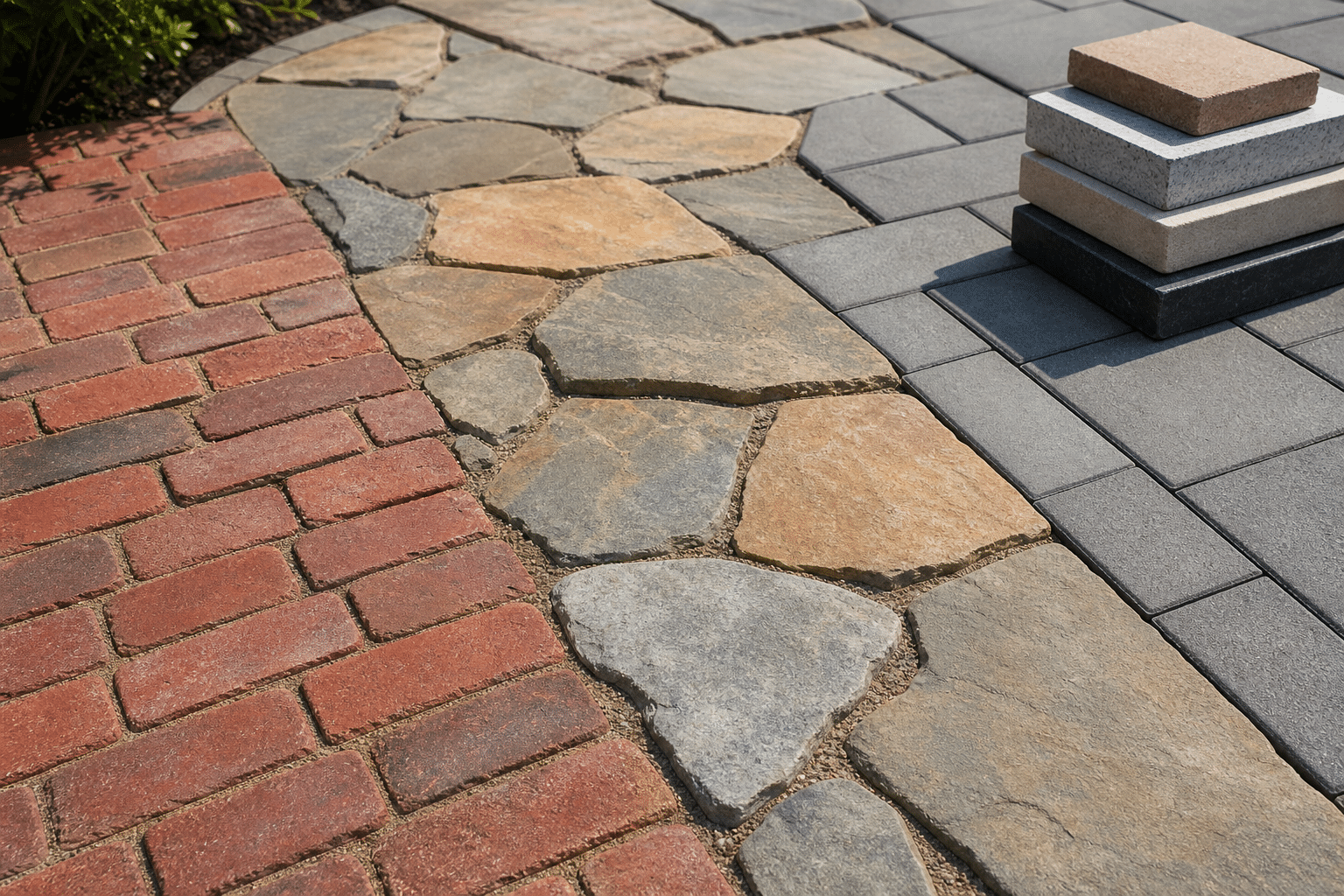 Brick, flagstone, and concrete paver materials that affect paver patio cost per square foot