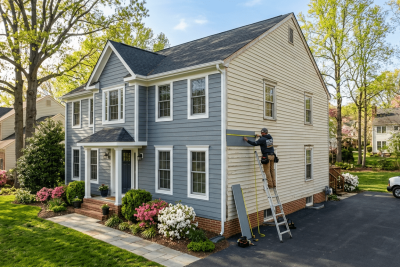 James Hardie fiber cement siding being installed on a Northern Virginia home