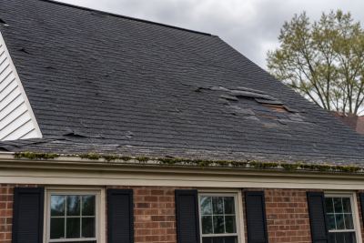 Damaged asphalt shingle roof on a Northern Virginia home showing signs you need a new roof